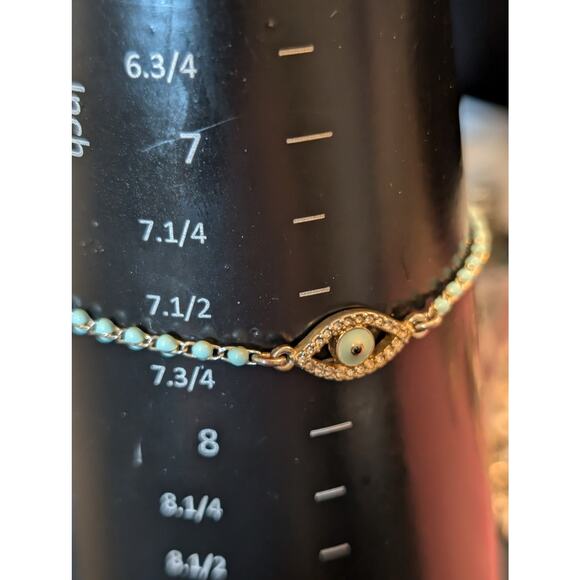 Mint Enamel Silver Tone Bangle Bracelet & J. Crew Mint Beaded Bracelet Lot - Picture 7 of 9